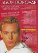 Jason Donovan Chart Topping Singer and Actor Signed Concert Tour Flyer. Good Condition. All
