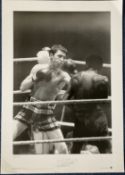 Boxing Ken Buchanan signed 24x16 approx blue tube World Champion series black and white print.