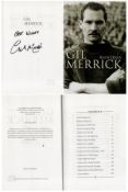 Football Gil Merrick signed hardback book titled Gil Merrick signature on the inside title page.