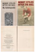 Football Nobby Stiles signed hardback book titled After the Ball signature on black and white