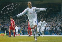 Autographed Jermaine Beckford 12 X 8 Photo : Col, Depicting Leeds United's Jermaine Beckford