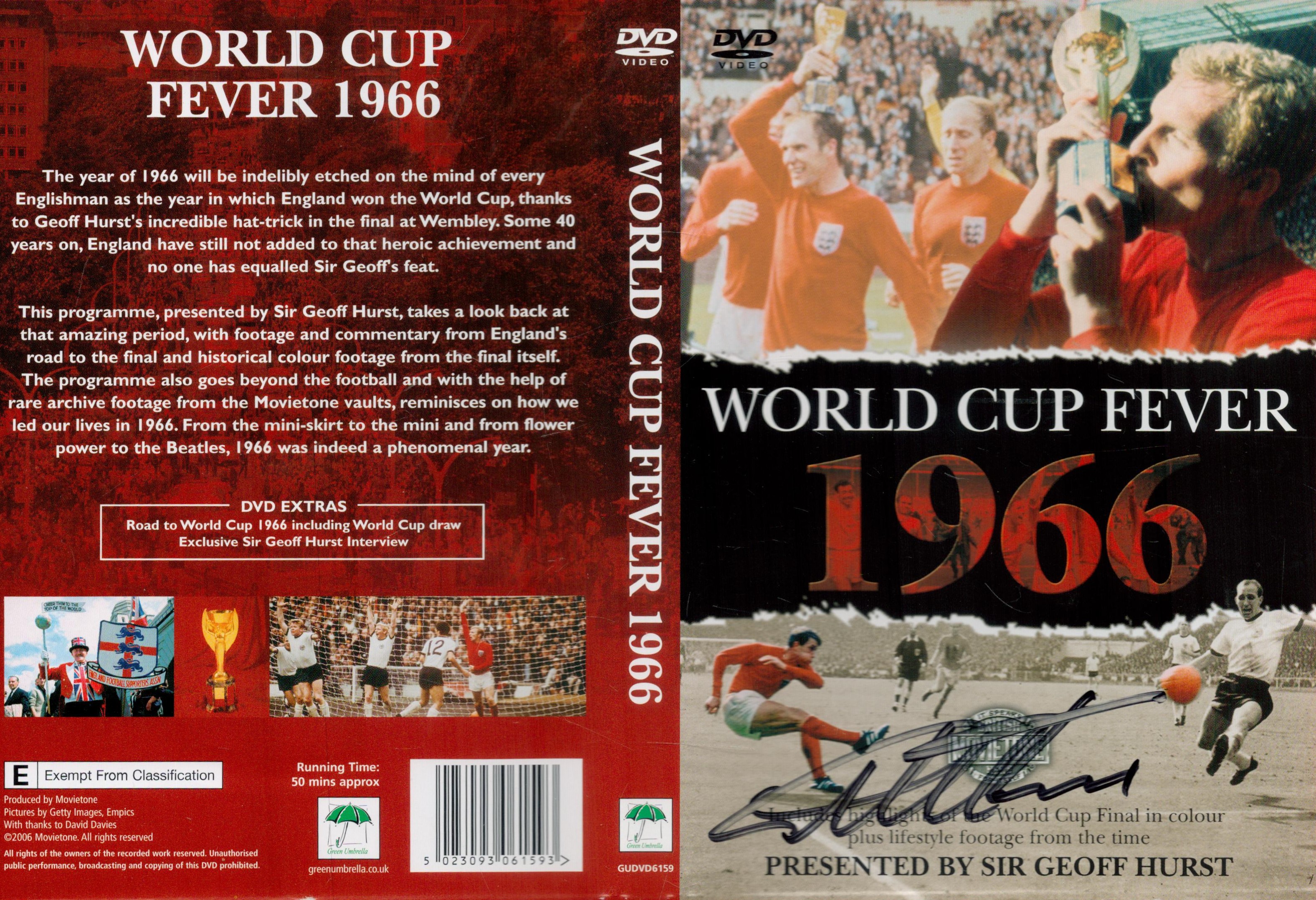 Football Sir Geoff Hurst signed World Cup Fever 1966 DVD sleeve signature on cover disc included.