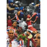 Boxing James DeGale signed 16x12 colour montage photo. Good Condition. All autographs come with a