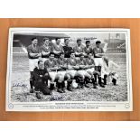 Football, Jack Crompton, Alex Dawson, Ronnie Cope multi signed 12x18 black and white photograph