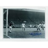 Football Peter McParland signed 16x12 Aston Villa black and white print. Good Condition. All