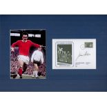 Football John Aston 16x12 overall mounted signature piece includes signed 1968 European Cup