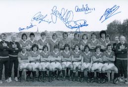 Autographed Man United 12 X 8 Photo : B/W, Depicting A Wonderful Image Showing Man United Players