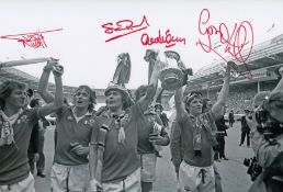 Autographed Man United 12 X 8 Photo : B/W, Depicting Manchester United's Stuart Pearson And Gordon