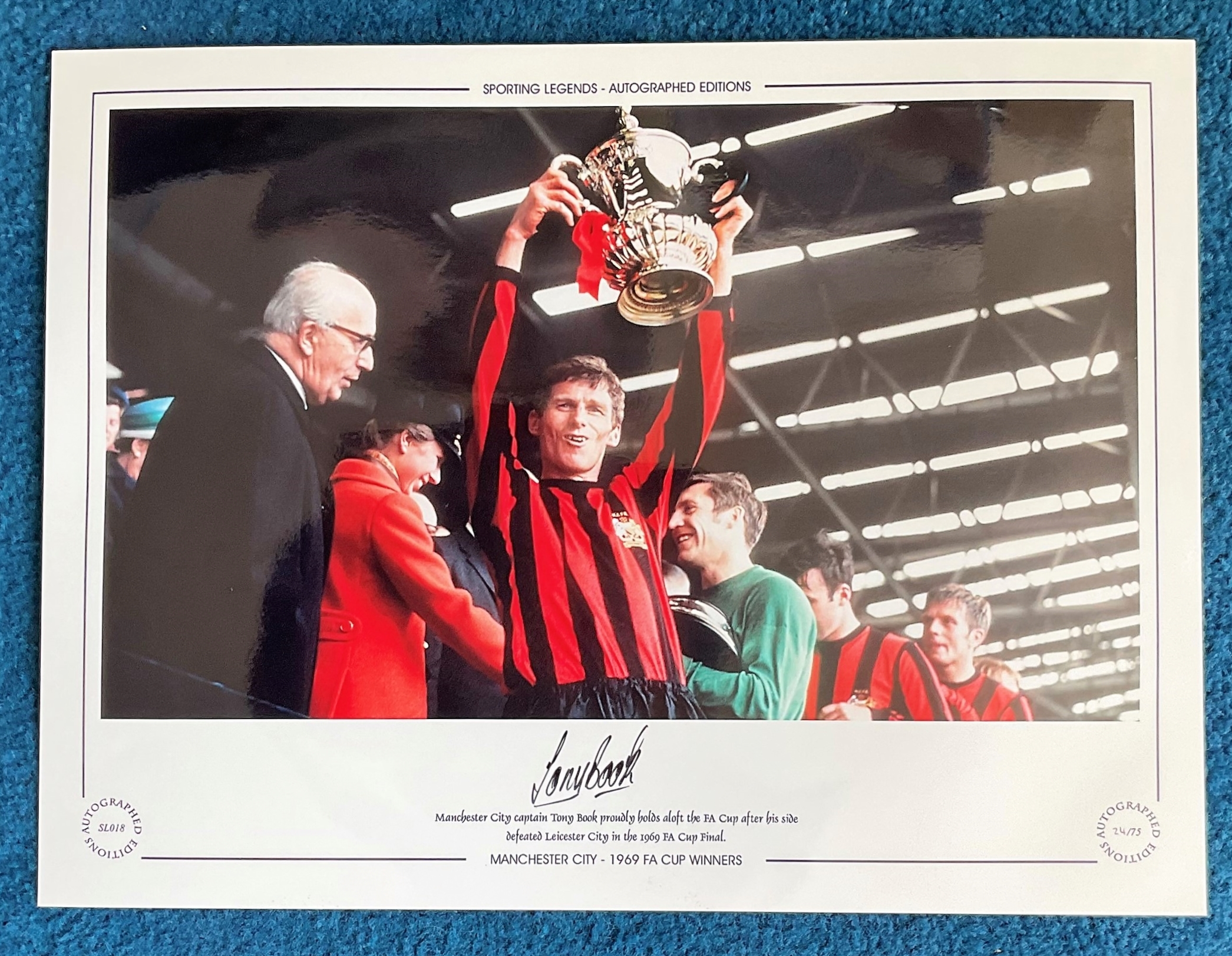 Tony Book 16x12 signed Colour photo, Autographed Editions, Limited Edition. Photo Shows the Man City