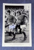 Willie Morgan signed 16x12 Manchester United 1970 FA Cup black and white print. Manchester United'