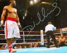 Boxing Danny Williams signed 10x8 colour photo pictured during his upset victory over Mike Tyson.