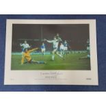 Malcom Macdonald signed 22x16 colour print 1975 European Championship pictured scoring one of his