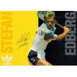 Tennis Stefan Edberg signed 6x4 Adidas colour promo photo card. Good Condition. All autographs