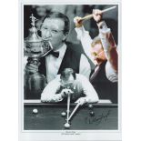 Snooker Dennis Taylor signed 16x12 colourised montage print pictured during the 1985 World