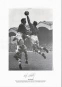 Football. Roy Bentley Signed 11x8 black and white photo set on A3 card. Photo shows Bentley having a