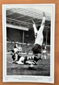Football, Alex Dawson signed 12x18 black and white photograph pictured as he celebrates scoring