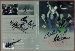 Football Manchester United 1968 European Cup Winners multi signed DVD sleeve signatures include