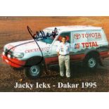 Motor Racing Jacky Ickx signed 6x4 Dakar 1995 colour promo photo. Good Condition. All autographs