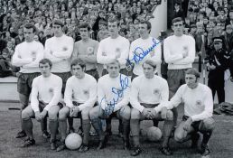 Autographed Football League 12 X 8 Photo : B/W, Depicting A Football League X1 Lining Up For A