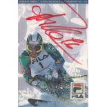 Skiing Alberta Tomba signed 6x4 colour Fila promo photo. Good Condition. All autographs come with