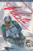 Skiing Alberta Tomba signed 6x4 colour Fila promo photo. Good Condition. All autographs come with