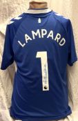 Football Frank Lampard signed Everton replica home football shirt size medium. Good Condition. All