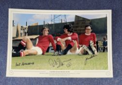 Pat Crerand , Willie Morgan and John Aston signed Legends of Manchester United 16x12 colour print.