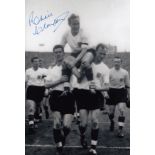 Autographed Ronnie Clayton 12 X 8 Photo : B/W, Depicting England Captain Billy Wright Being