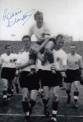 Autographed Ronnie Clayton 12 X 8 Photo : B/W, Depicting England Captain Billy Wright Being
