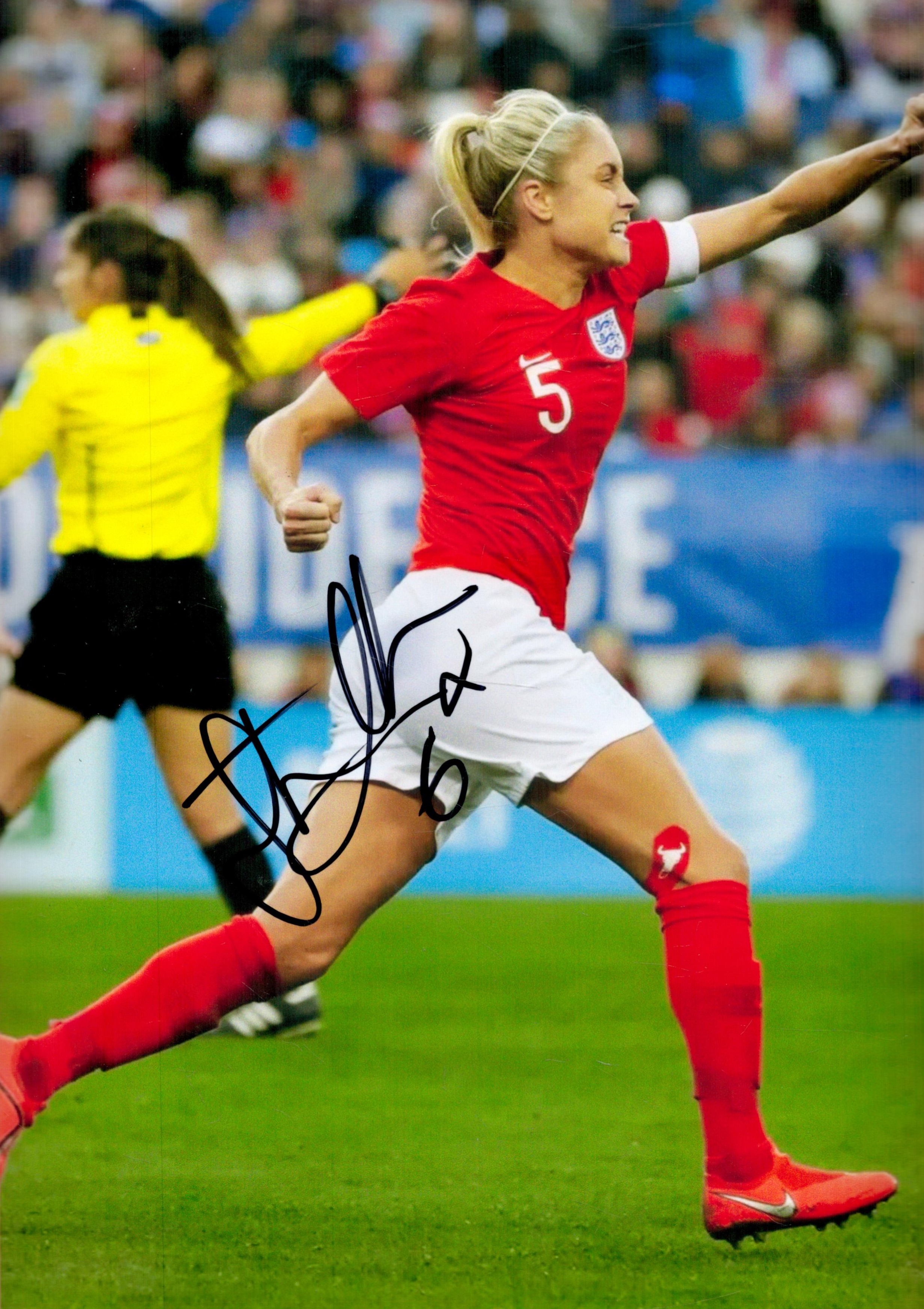 Football Steph Houghton signed England 12x8 colour photo. Good Condition. All autographs come with a