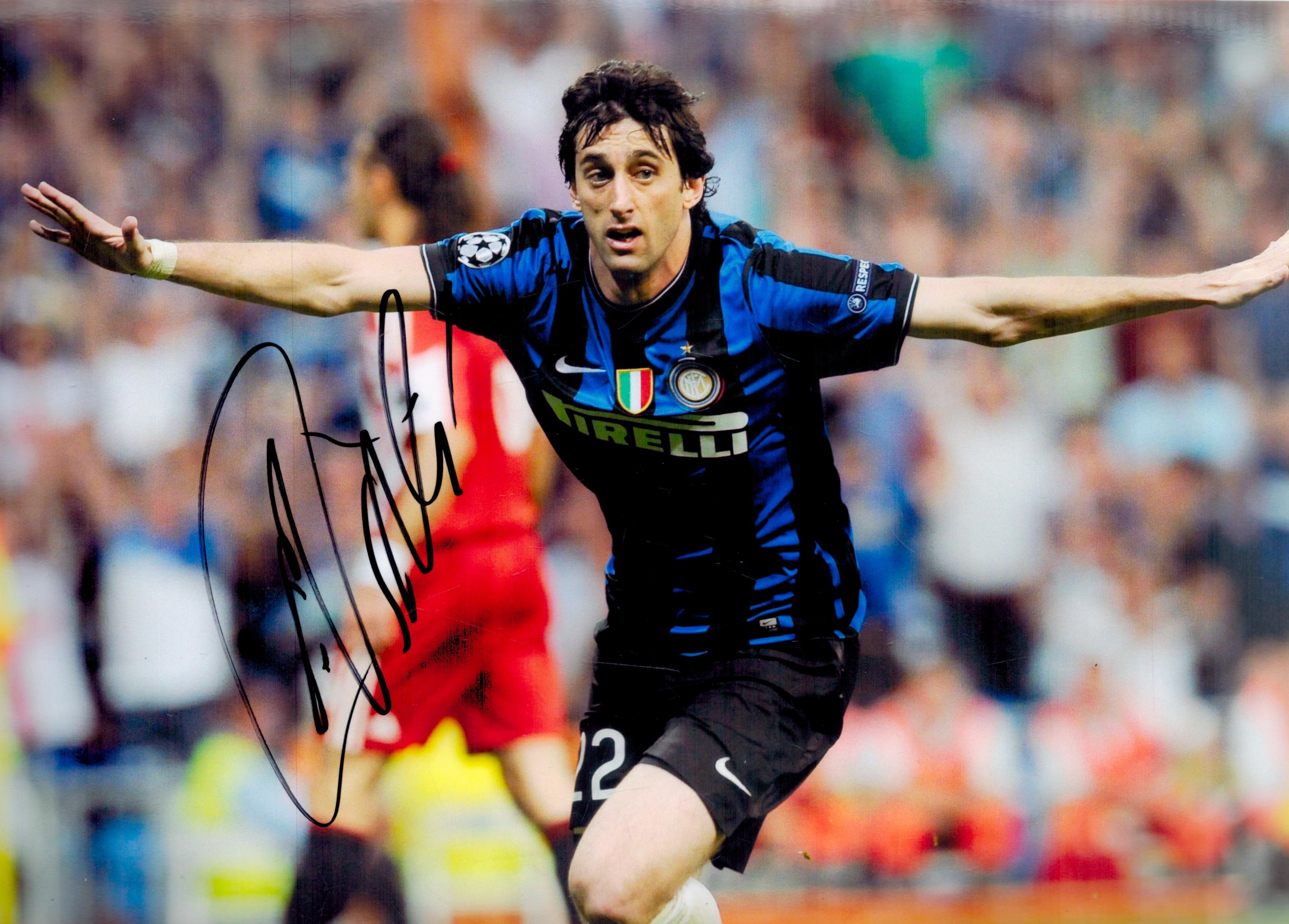 Football Diego Milito signed Inter Milan 12x8 colour photo. Good Condition. All autographs come with