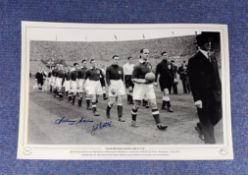 Johnny Morris and Jack Crompton signed Manchester United 1948 FA Cup 16x12 black and white print.