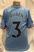 Football Ruben Dias signed Manchester City replica home football shirt size medium. Good