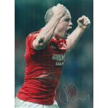 Rugby Shane Williams signed 16x12 colour photo pictured celebrating playing for Wales. Good