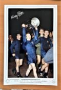 Football, Nobby Stiles signed 12x18 colour photograph pictured as he proudly celebrates with the
