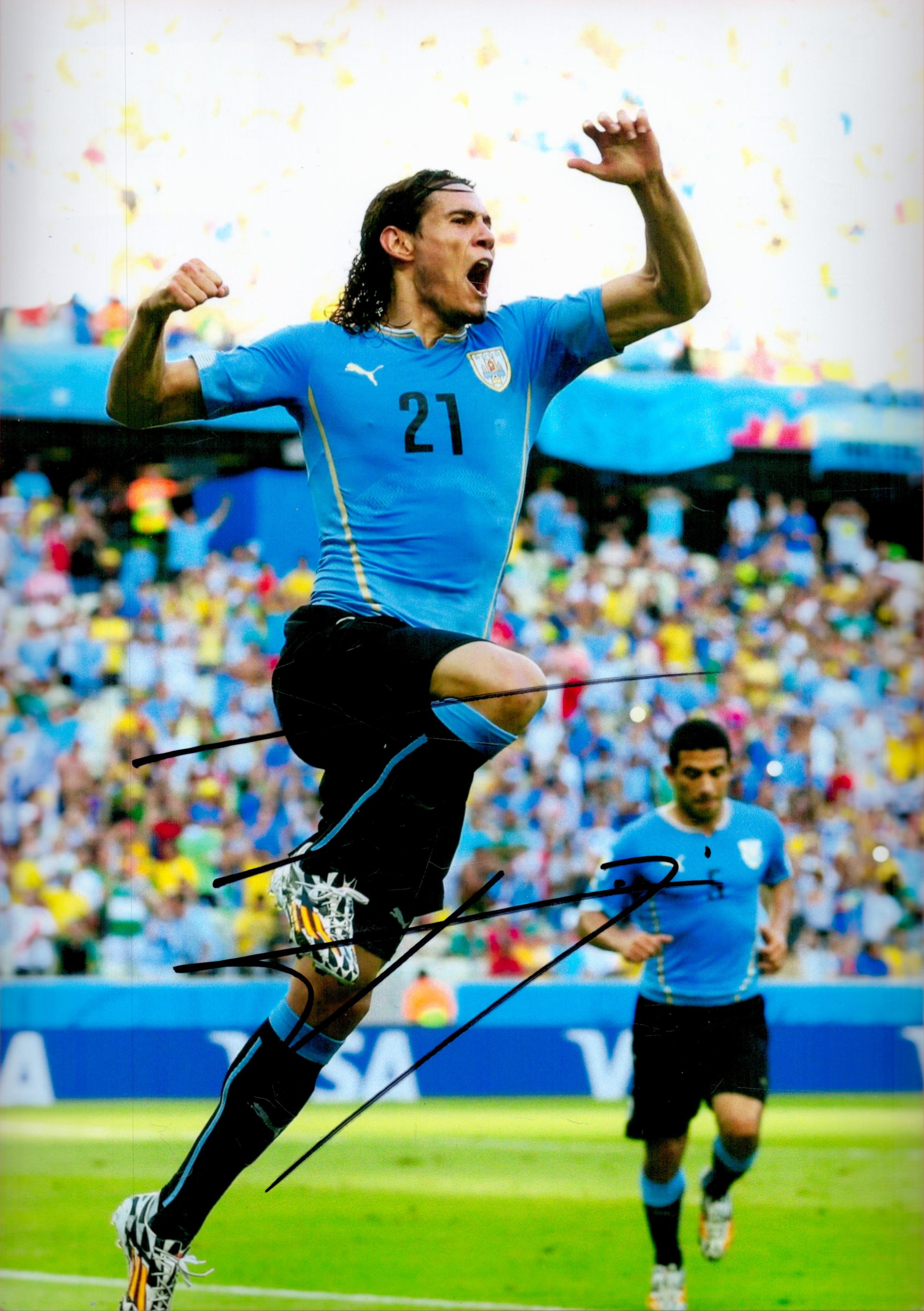 Football Edinson Cavani signed Uruguay 12x8 colour photo. Good Condition. All autographs come with a