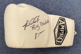 Boxing Riddick Bowe signed white glove inscribed "Big Daddy". Good Condition. All autographs come