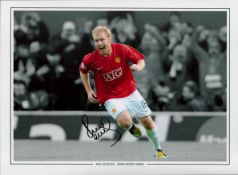 Football Paul Scholes signed 16x12 Manchester United colourised print. Good Condition. All