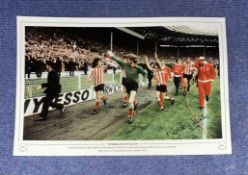 Jim Montgomery and Bobby Kerr signed Sunderland 1973 FA Cup 16x12 colour print. Sunderland players