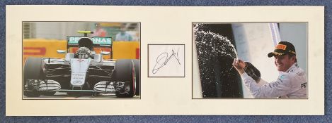 Motor Racing Nico Rosberg 32x11 approx Mercedes Formula One mounted signature piece includes