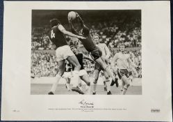 Football Peter Bonetti signed 23x17 approx black and white print pictured in action for Chelsea
