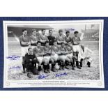 Football, Manchester United multi signed 12x18 black and white photograph pictured for the first