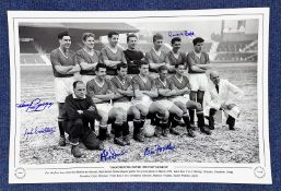 Football, Manchester United multi signed 12x18 black and white photograph pictured for the first