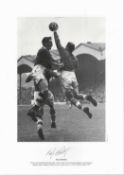 Roy Bentley signed 16x12 black and white print. Chelsea centre forward Roy Bentley enjoys a mid