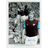 Football Alan Taylor signed 16x12 West Ham United 1975 FA Cup Final colourised montage print. Good