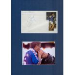 Football Lauren Blanc 16x12 overall signature piece includes signed album page and France colour