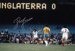 Autographed John Barnes 12 X 8 Photo : Col, Depicting England's John Barnes Celebrating After His