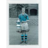 Football Peter McParland signed 16x12 Aston Villa colourised print pictured with the FA Cup. Good