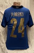 Football Alessandro Florenzi signed Italy replica home football shirt size medium. Good Condition.