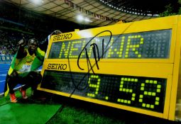 Athletics Usain Bolt signed 12x8 colour photo. Usain St. Leo Bolt, born 21 August 1986) is a retired